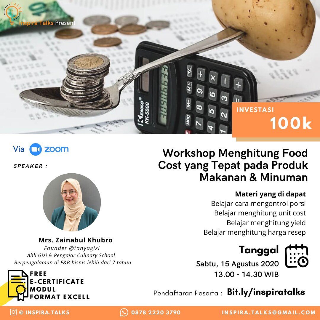  Inspira Talks - Workshop Menghitung Food Cost yang Tepat pada Produk Makanan & Minuman